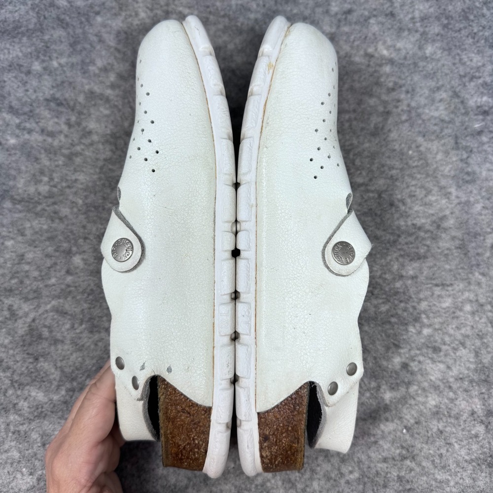 Birkenstock ALPRO White Leather Clogs Shoes Womens Size 38 / 7 Perforated Sling - Picture 5 of 11